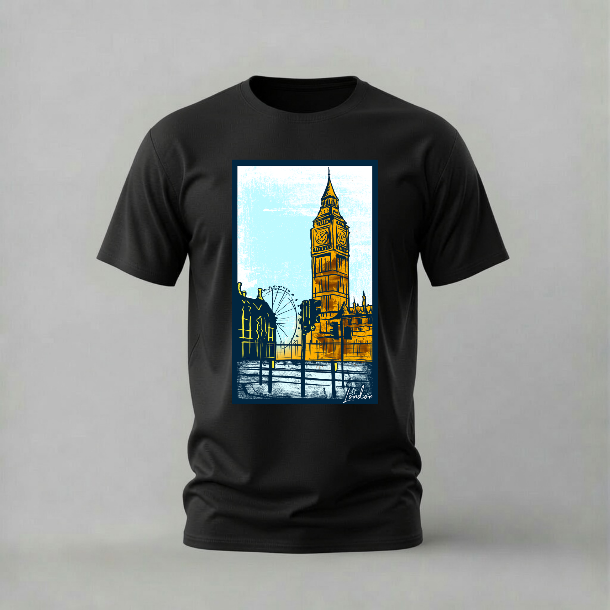 london big ben tshirt; london city shirt; big ben graphic tee; london landmark tshirt; travel london shirt; unisex london tee; men cotton tshirt; half sleeve printed tshirt; streetwear; casual wear; london merch; city graphic shirt
