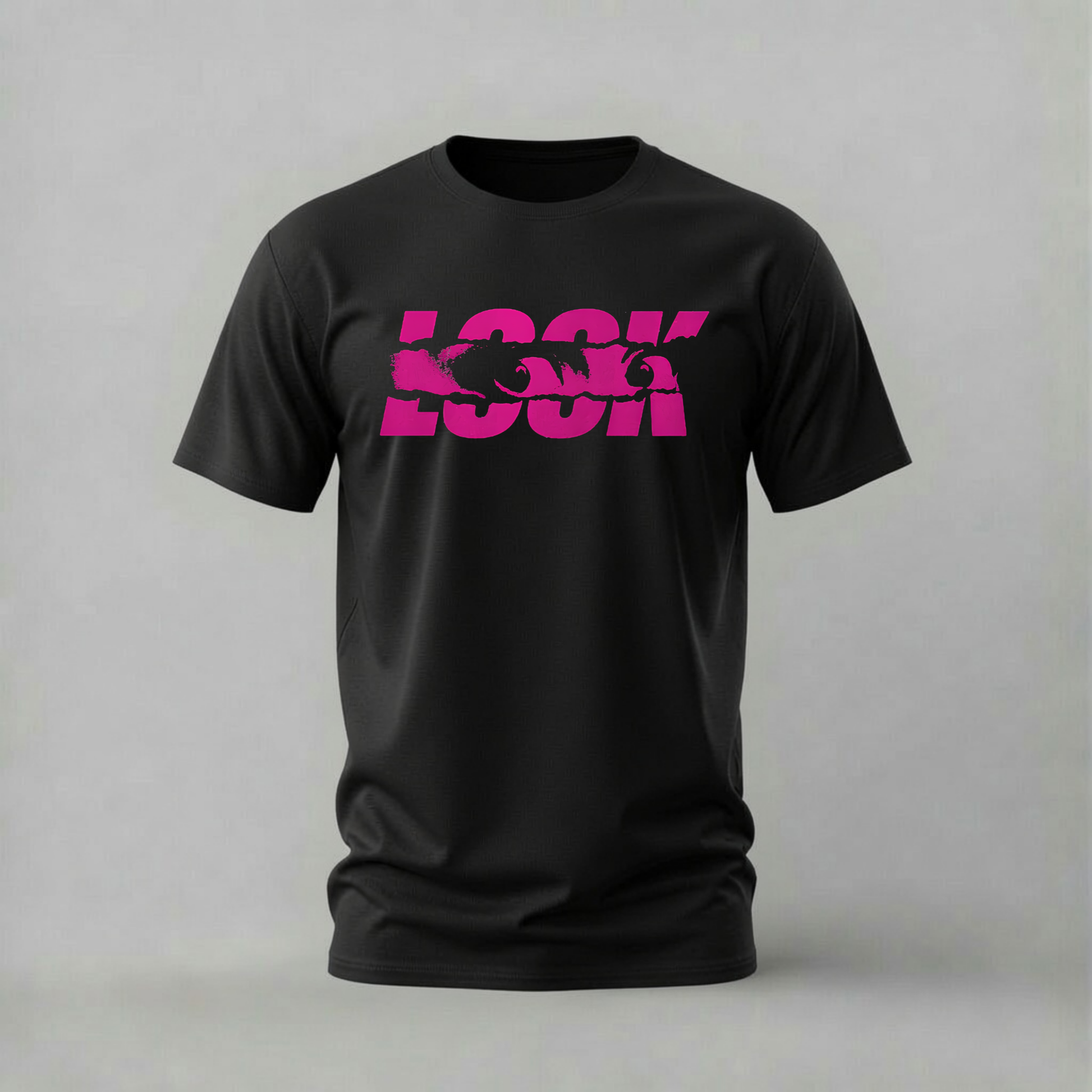 look loot tshirt; distressed text shirt; look loot graphic tee; bold text tshirt; streetwear text shirt; unisex statement tee; men cotton tshirt; half sleeve printed tshirt; streetwear; casual wear; text merch; typography graphic shirt
