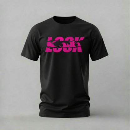 look loot tshirt; distressed text shirt; look loot graphic tee; bold text tshirt; streetwear text shirt; unisex statement tee; men cotton tshirt; half sleeve printed tshirt; streetwear; casual wear; text merch; typography graphic shirt
