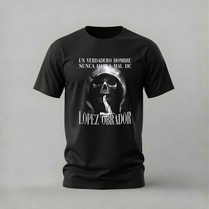 lopez obrador tshirt; skeleton hooded shirt; spanish statement graphic tee; streetwear skeleton tshirt; unisex graphic tee; men cotton tshirt; half sleeve printed tshirt; streetwear merch; casual wear