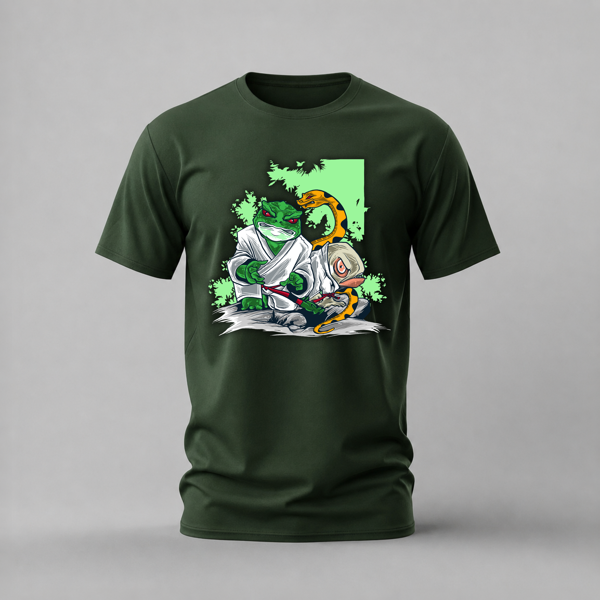 martial arts lizard tshirt; karate toad shirt; lizard sensei graphic tee; snake lizard tshirt; animal martial arts shirt; unisex lizard tee; men cotton tshirt; half sleeve printed tshirt; streetwear; casual wear; lizard merch; karate graphic shirt
