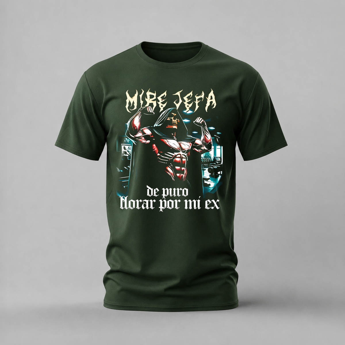 mire jefa tshirt; hooded skeleton shirt; spanish streetwear graphic tee; mire jefa design tshirt; unisex graphic tee; men cotton tshirt; half sleeve printed tshirt; street merch; casual wear