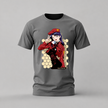 misato katsuragi tshirt; evangelion shirt; misato graphic tee; evangelion character tshirt; misato anime shirt; unisex anime tee; men cotton tshirt; half sleeve printed tshirt; streetwear; casual wear; misato merch; evangelion graphic shirt
