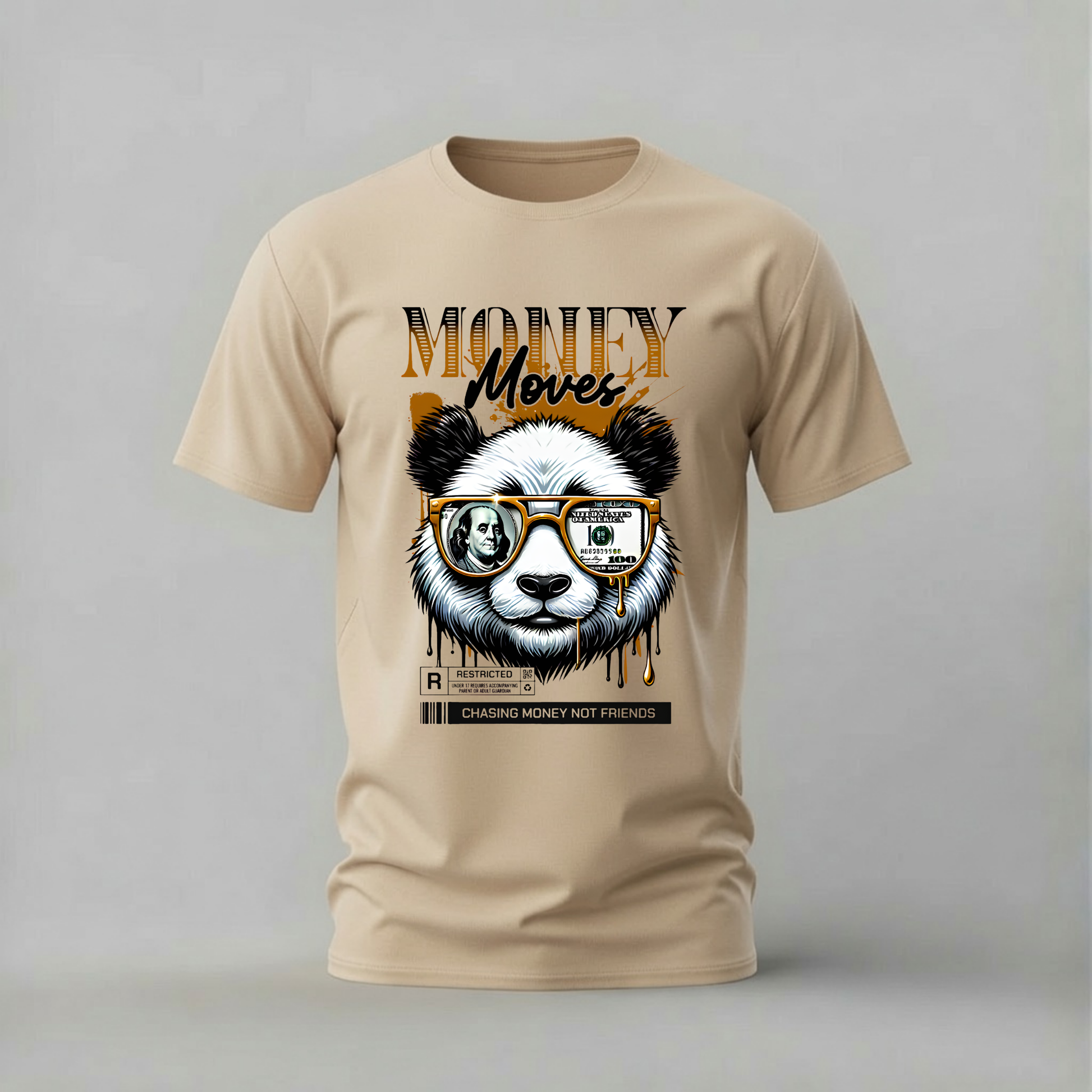 money moves tshirt; panda money shirt; hustle panda graphic tee; money moves tshirt; chasing money tee; streetwear panda shirt; unisex money tshirt; men cotton tshirt; half sleeve printed tshirt; streetwear; casual wear; hustle merch; panda graphic shirt

