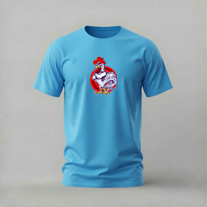 muscular rooster tshirt; strong chicken shirt; rooster graphic tee; tough rooster tshirt; funny chicken shirt; unisex rooster tee; men cotton tshirt; half sleeve printed tshirt; streetwear; casual wear; rooster merch; animal graphic shirt
