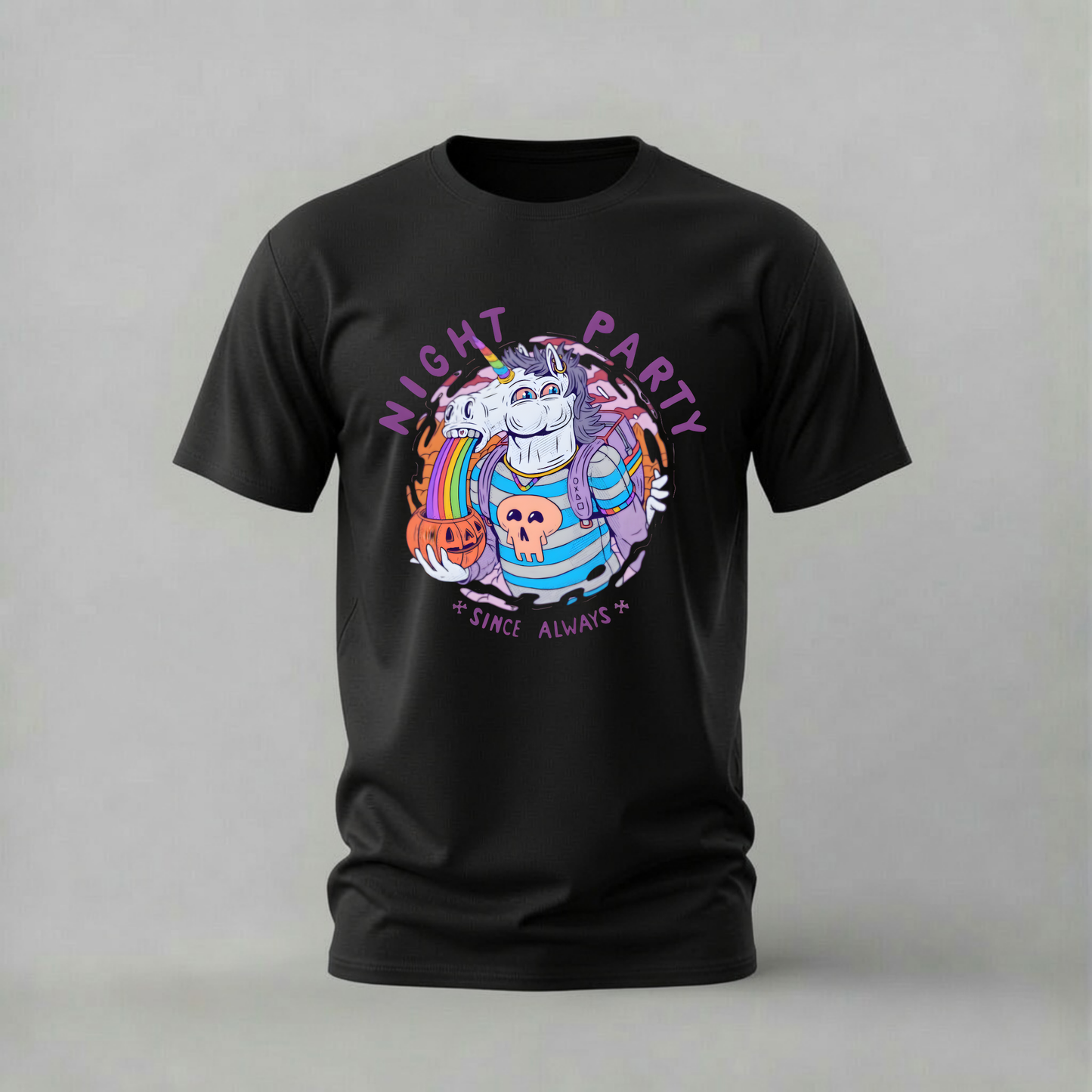 night party unicorn tshirt; party unicorn shirt; night party graphic tee; unicorn skull tshirt; fun unicorn shirt; unisex party tee; men cotton tshirt; half sleeve printed tshirt; streetwear; casual wear; unicorn merch; party graphic shirt
