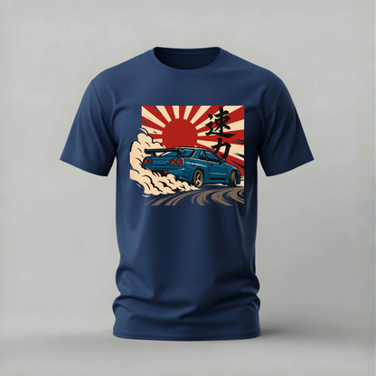 nissan skyline tshirt; jdm skyline shirt; gtr skyline graphic tee; japanese rising sun tshirt; drift car shirt; unisex jdm tee; men cotton tshirt; half sleeve printed tshirt; streetwear; casual wear; jdm merch; skyline fan shirt
