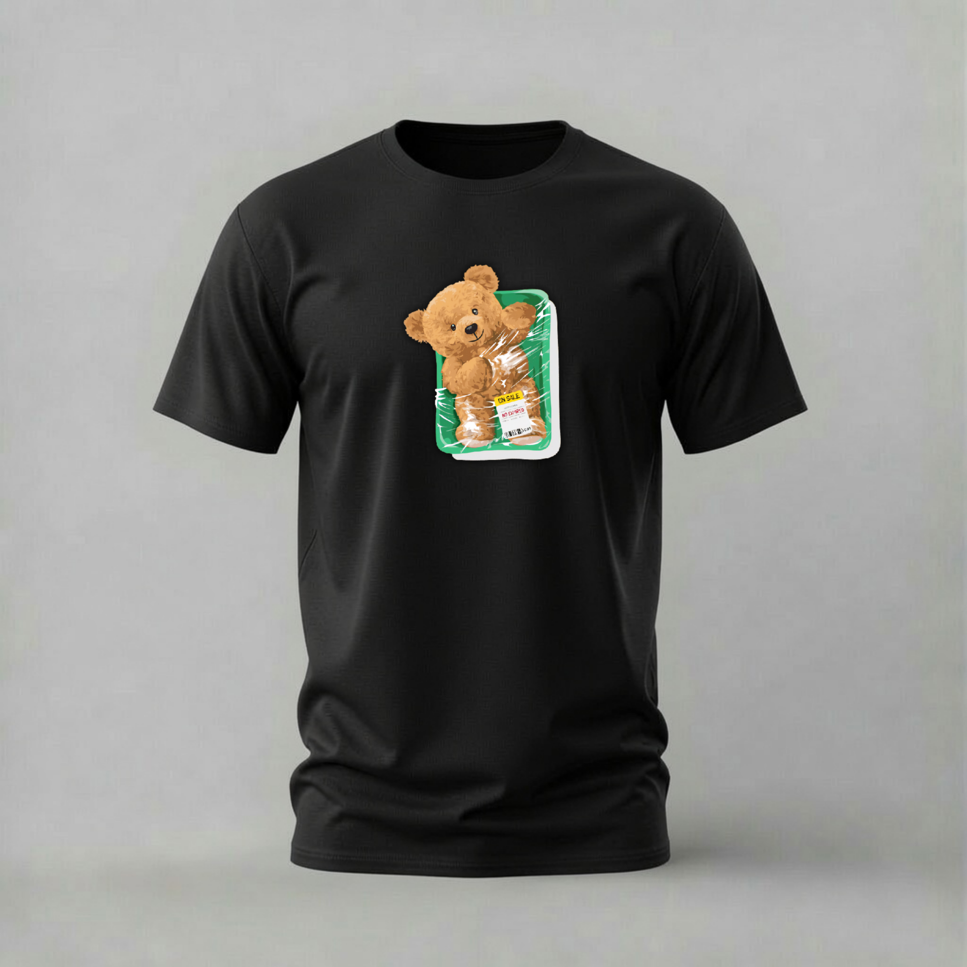 on sale teddy tshirt; packaged teddy shirt; teddy bear graphic tee; on sale teddy tshirt; funny teddy shirt; unisex teddy tee; men cotton tshirt; half sleeve printed tshirt; streetwear; casual wear; teddy merch; concept graphic shirt
