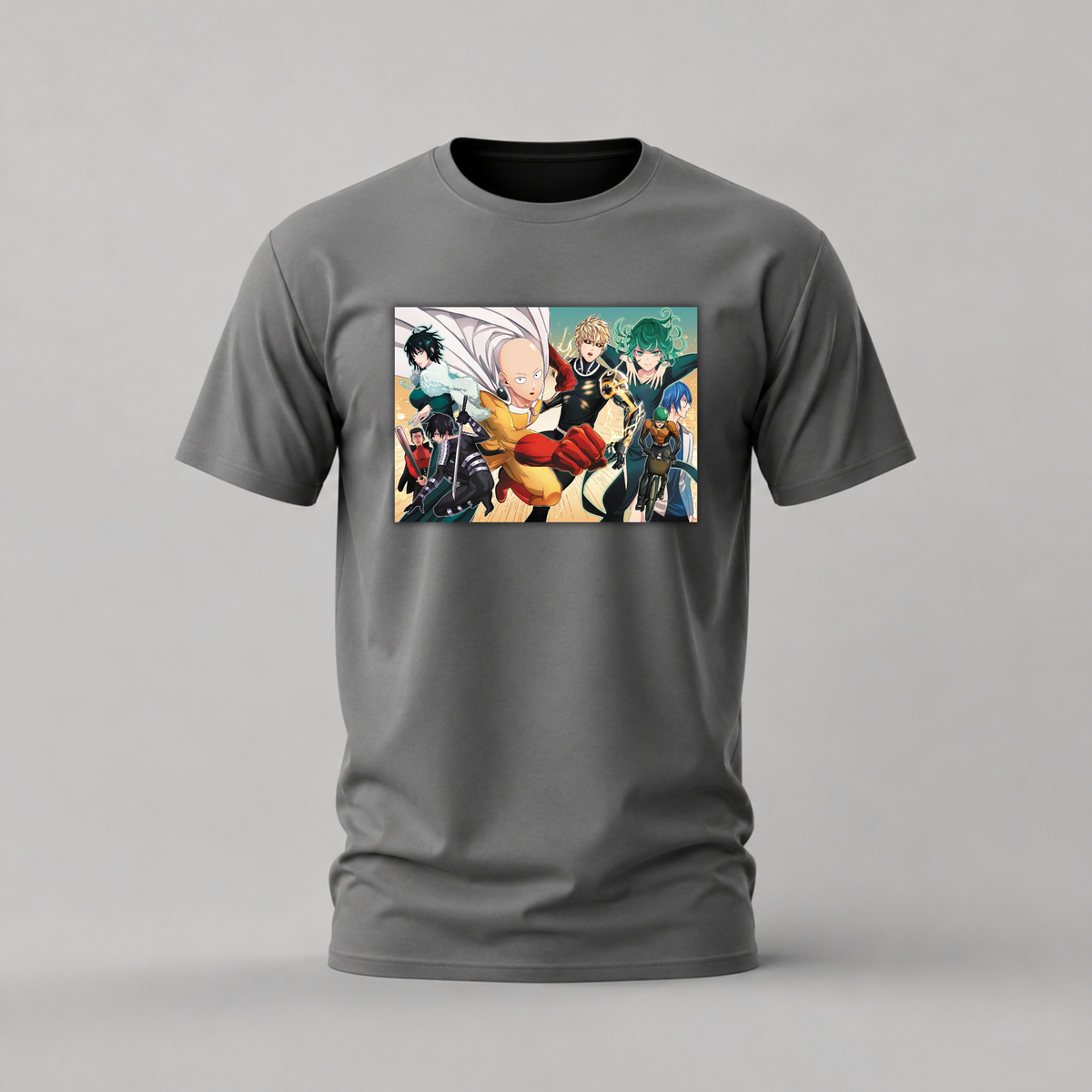 one punch man tshirt; saitama group shirt; genos tatsumaki graphic tee; anime heroes tshirt; unisex anime tee; men cotton tshirt; half sleeve printed tshirt; anime merch; casual wear