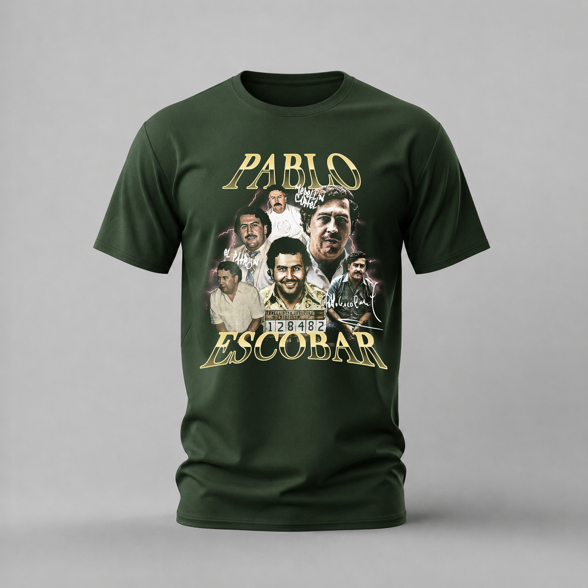 pablo escobar tshirt; el patron shirt; narcos graphic tee; escobar collage tshirt; unisex graphic tee; men cotton tshirt; half sleeve printed tshirt; statement merch; casual wear
