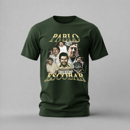 pablo escobar tshirt; el patron shirt; narcos graphic tee; escobar collage tshirt; unisex graphic tee; men cotton tshirt; half sleeve printed tshirt; statement merch; casual wear