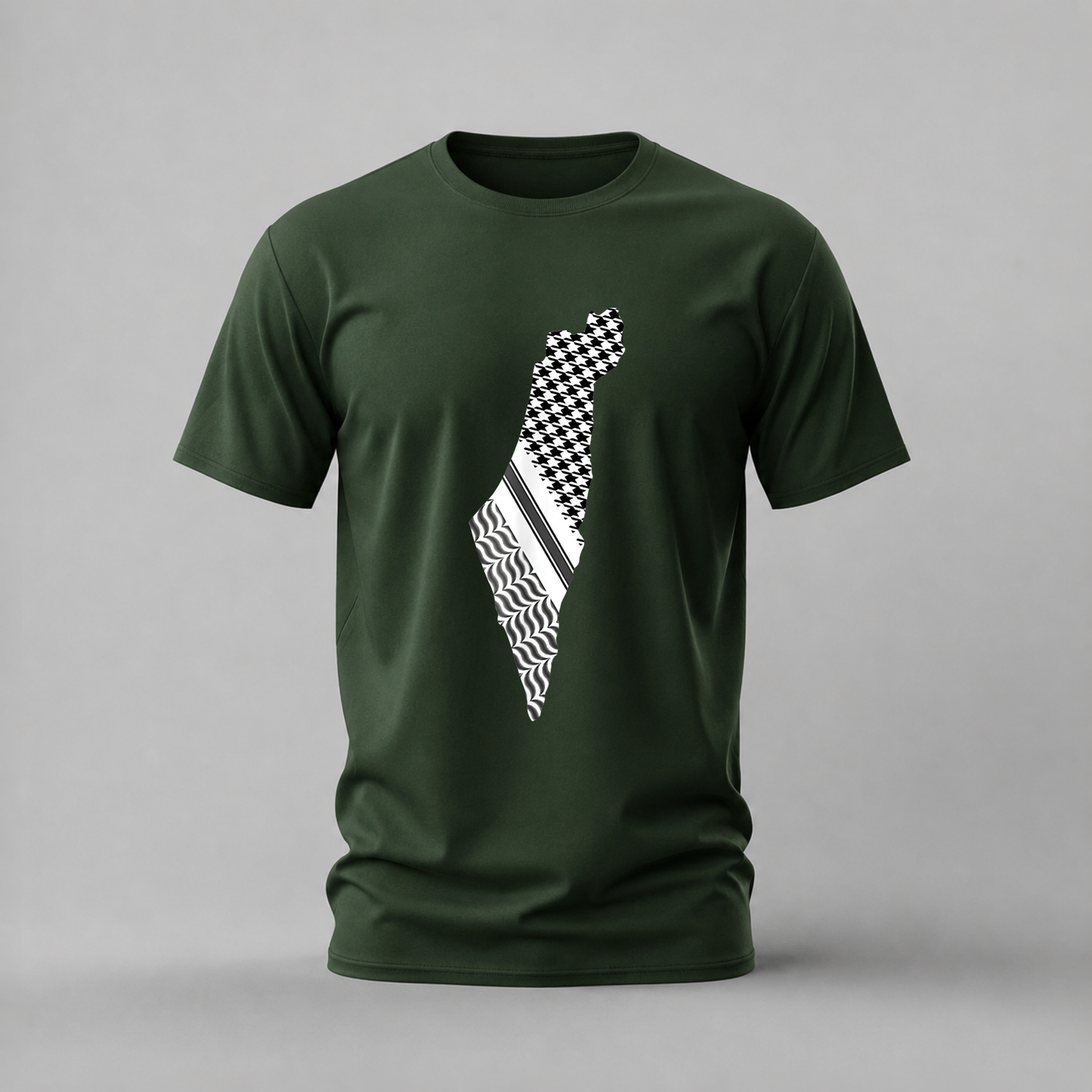 palestine map tshirt; keffiyeh palestine shirt; palestine graphic tee; solidarity palestine tshirt; keffiyeh map shirt; cultural palestine tee; unisex solidarity tshirt; men cotton tshirt; half sleeve printed tshirt; streetwear; casual wear; palestine merch; map graphic shirt
