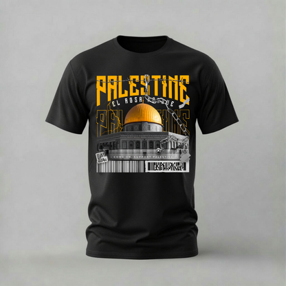 palestine tshirt; al aqsa mosque shirt; palestine graphic tee; support palestine tshirt; al aqsa design shirt; unisex palestine tee; men cotton tshirt; half sleeve printed tshirt; streetwear; casual wear; palestine merch; mosque graphic shirt
