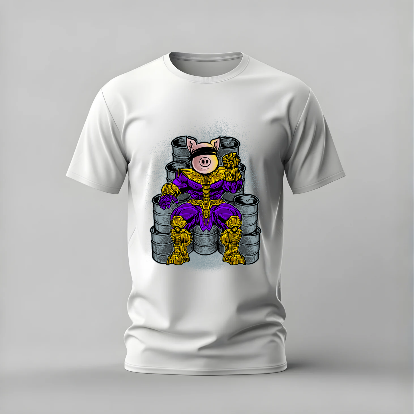 pig thanos tshirt; armored pig shirt; funny thanos graphic tee; marvel pig tshirt; thanos parody shirt; streetwear funny tee; unisex meme tshirt; men cotton tshirt; half sleeve printed tshirt; streetwear; casual wear; marvel merch; pig fan shirt
