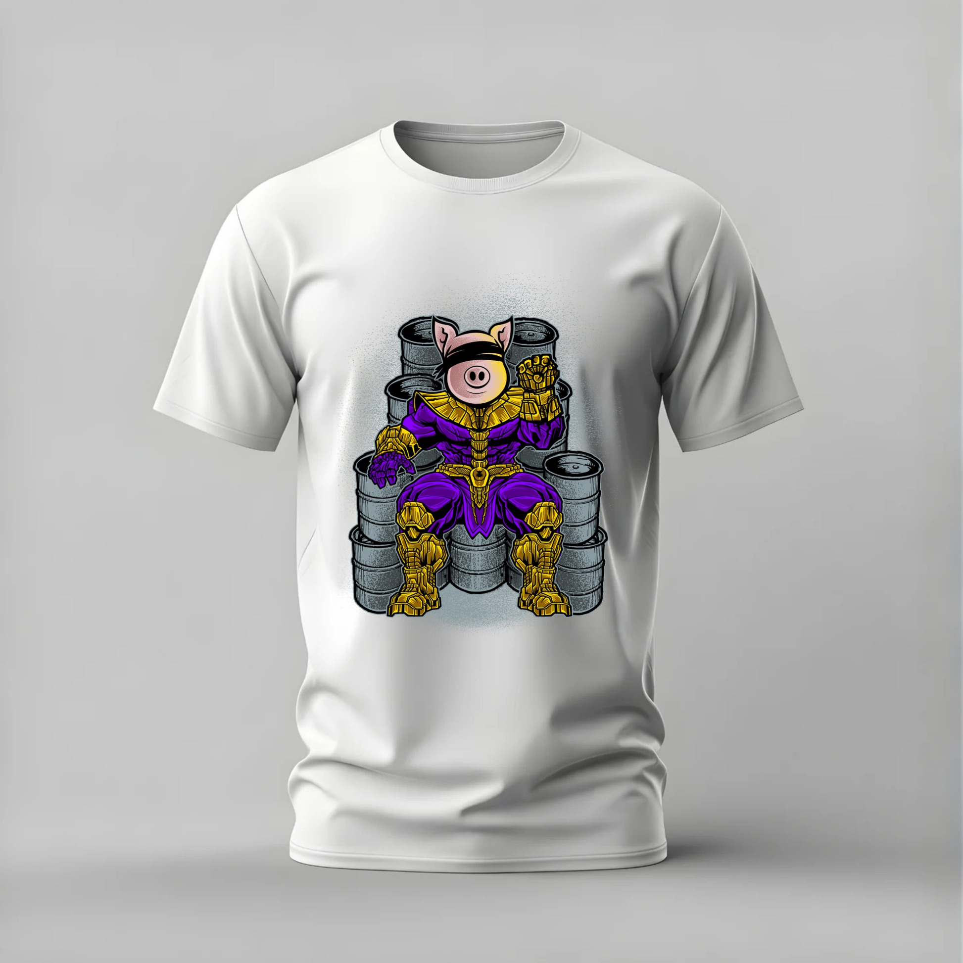 pig thanos tshirt; armored pig shirt; funny thanos graphic tee; marvel pig tshirt; thanos parody shirt; streetwear funny tee; unisex meme tshirt; men cotton tshirt; half sleeve printed tshirt; streetwear; casual wear; marvel merch; pig fan shirt
