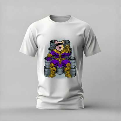 pig thanos tshirt; armored pig shirt; funny thanos graphic tee; marvel pig tshirt; thanos parody shirt; streetwear funny tee; unisex meme tshirt; men cotton tshirt; half sleeve printed tshirt; streetwear; casual wear; marvel merch; pig fan shirt
