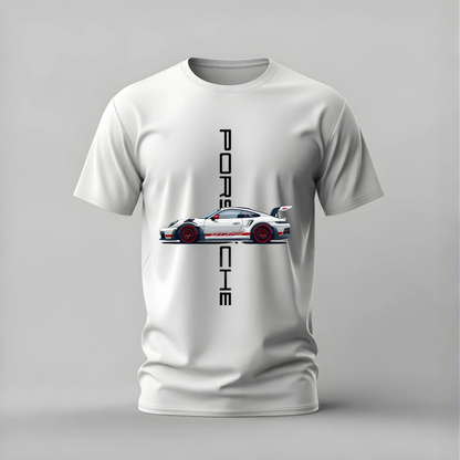 porsche gt3 rs tshirt; gt3 rs graphic shirt; porsche 911 tshirt; white gt3 rs tee; german sports car graphic; porsche racing shirt; unisex porsche tshirt; men cotton tshirt; half sleeve printed tshirt; streetwear; casual wear; porsche merch; gt3 fan shirt
