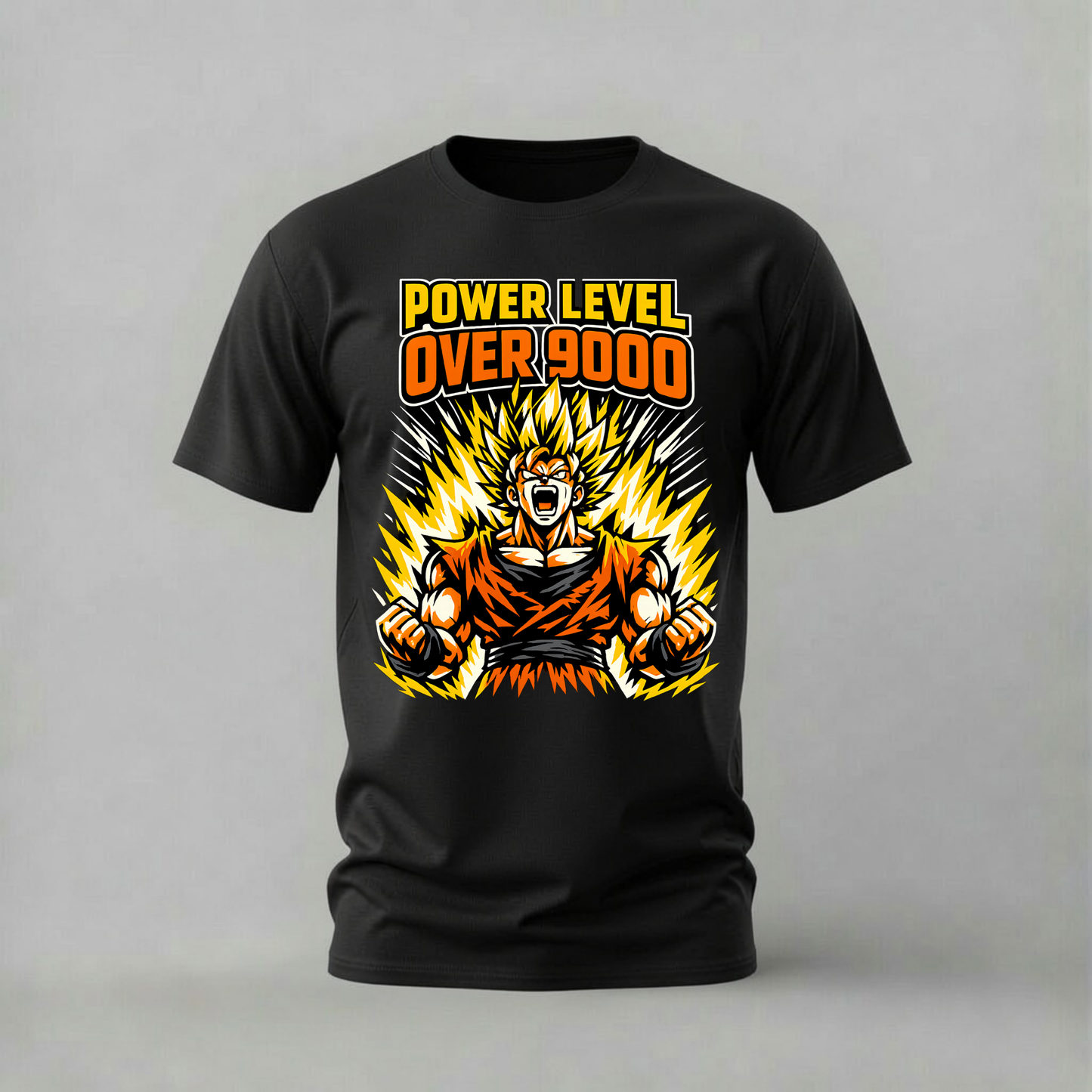 power level over 9000 tshirt; goku super saiyan shirt; dragon ball over 9000 graphic tee; anime power level tshirt; goku screaming shirt; unisex goku tee; men cotton tshirt; half sleeve printed tshirt; streetwear; casual wear; dragon ball merch; anime graphic shirt