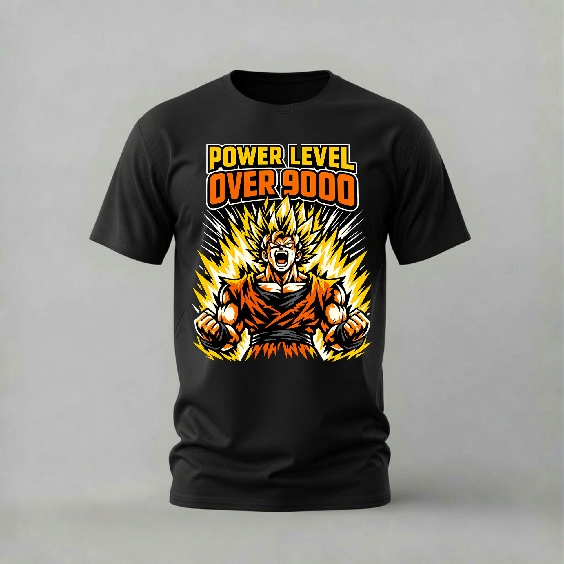 power level over 9000 tshirt; goku super saiyan shirt; dragon ball over 9000 graphic tee; anime power level tshirt; goku screaming shirt; unisex goku tee; men cotton tshirt; half sleeve printed tshirt; streetwear; casual wear; dragon ball merch; anime graphic shirt