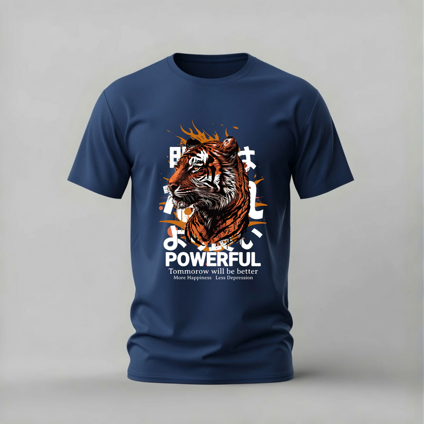powerful tiger tshirt; motivational tiger shirt; powerful graphic tee; tiger tomorrow better; mindset powerful tshirt; unisex motivational tee; men cotton tshirt; half sleeve printed tshirt; streetwear; casual wear; motivational merch; tiger graphic shirt
