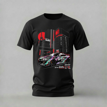 r34 z-tune tshirt; hks skyline shirt; tokyo r34 graphic tee; nissan r34 tshirt; unisex car tee; men cotton tshirt; half sleeve printed tshirt; car merch; casual wear