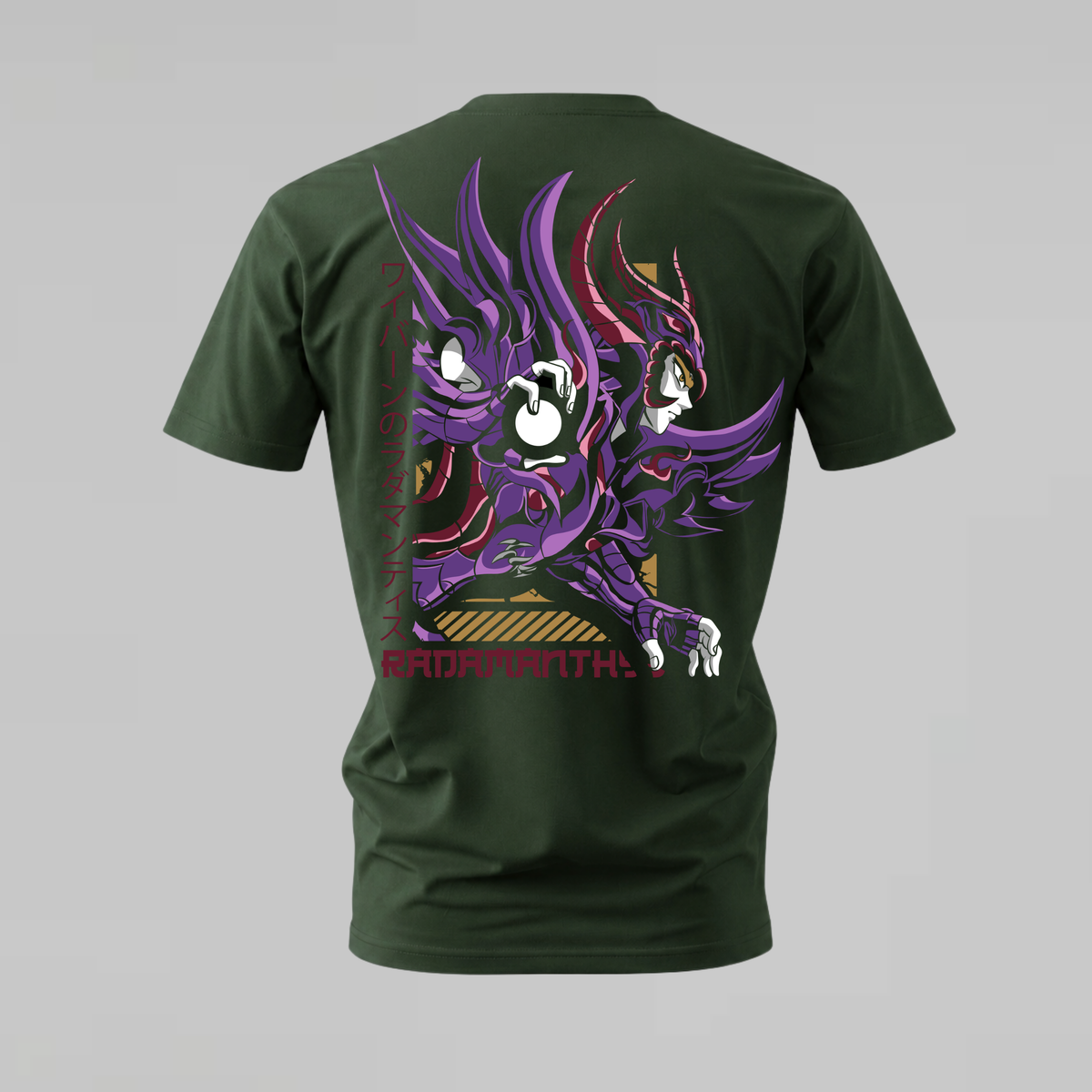 radamanthys tshirt; saint seiya wyvern shirt; wyvern specter graphic tee; anime saint seiya tshirt; unisex radamanthys tee; men cotton tshirt; half sleeve printed tshirt; anime merch; casual wear