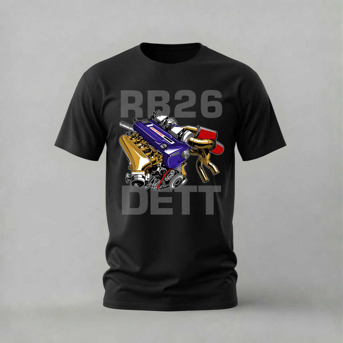 rb26 dett tshirt; nissan engine shirt; skyline rb26 graphic tee; twin turbo engine tshirt; unisex car tee; men cotton tshirt; half sleeve printed tshirt; car merch; casual wear