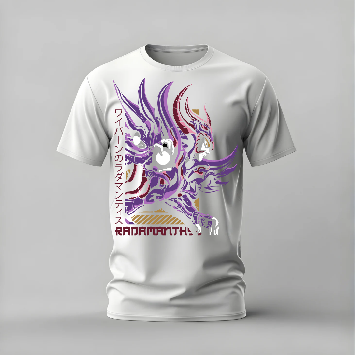 rhadamanthys tshirt; saint seiya shirt; rhadamanthys graphic tee; saint seiya character tshirt; anime armor shirt; unisex anime tee; men cotton tshirt; half sleeve printed tshirt; streetwear; casual wear; saint seiya merch; anime graphic shirt
