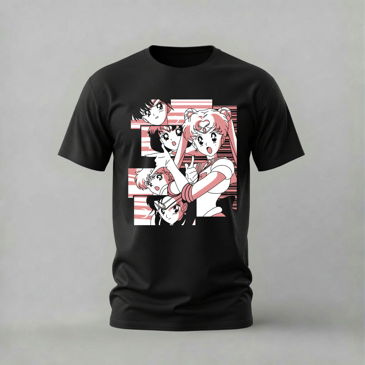 sailor moon collage tshirt; sailor moon pink shirt; sailor moon graphic tee; anime sailor moon tshirt; magical girl shirt; unisex sailor moon tee; men cotton tshirt; half sleeve printed tshirt; streetwear; casual wear; sailor moon merch; anime graphic shirt
