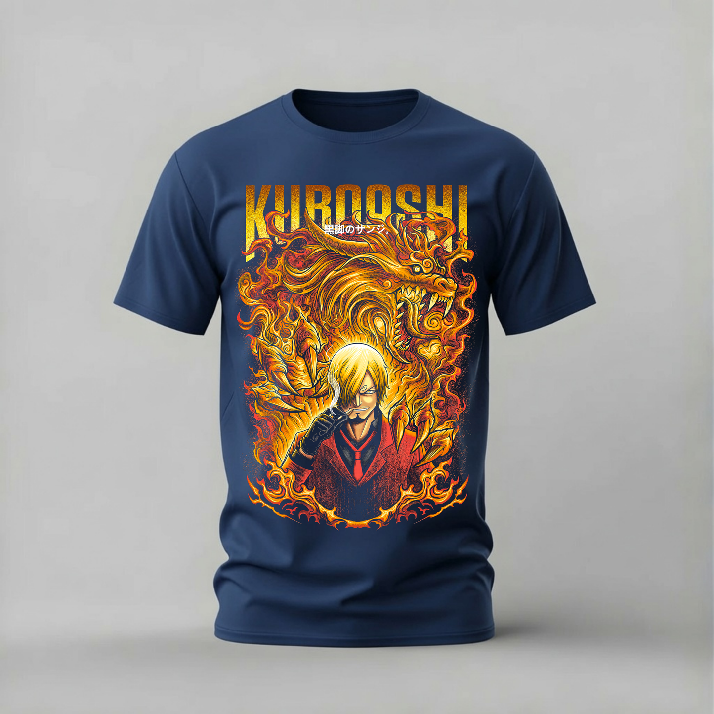 sanji tshirt; one piece sanji shirt; kuroashi graphic tee; sanji dragon tshirt; one piece character shirt; unisex anime tee; men cotton tshirt; half sleeve printed tshirt; streetwear; casual wear; sanji merch; one piece graphic shirt
