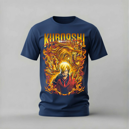 sanji tshirt; one piece sanji shirt; kuroashi graphic tee; sanji dragon tshirt; one piece character shirt; unisex anime tee; men cotton tshirt; half sleeve printed tshirt; streetwear; casual wear; sanji merch; one piece graphic shirt
