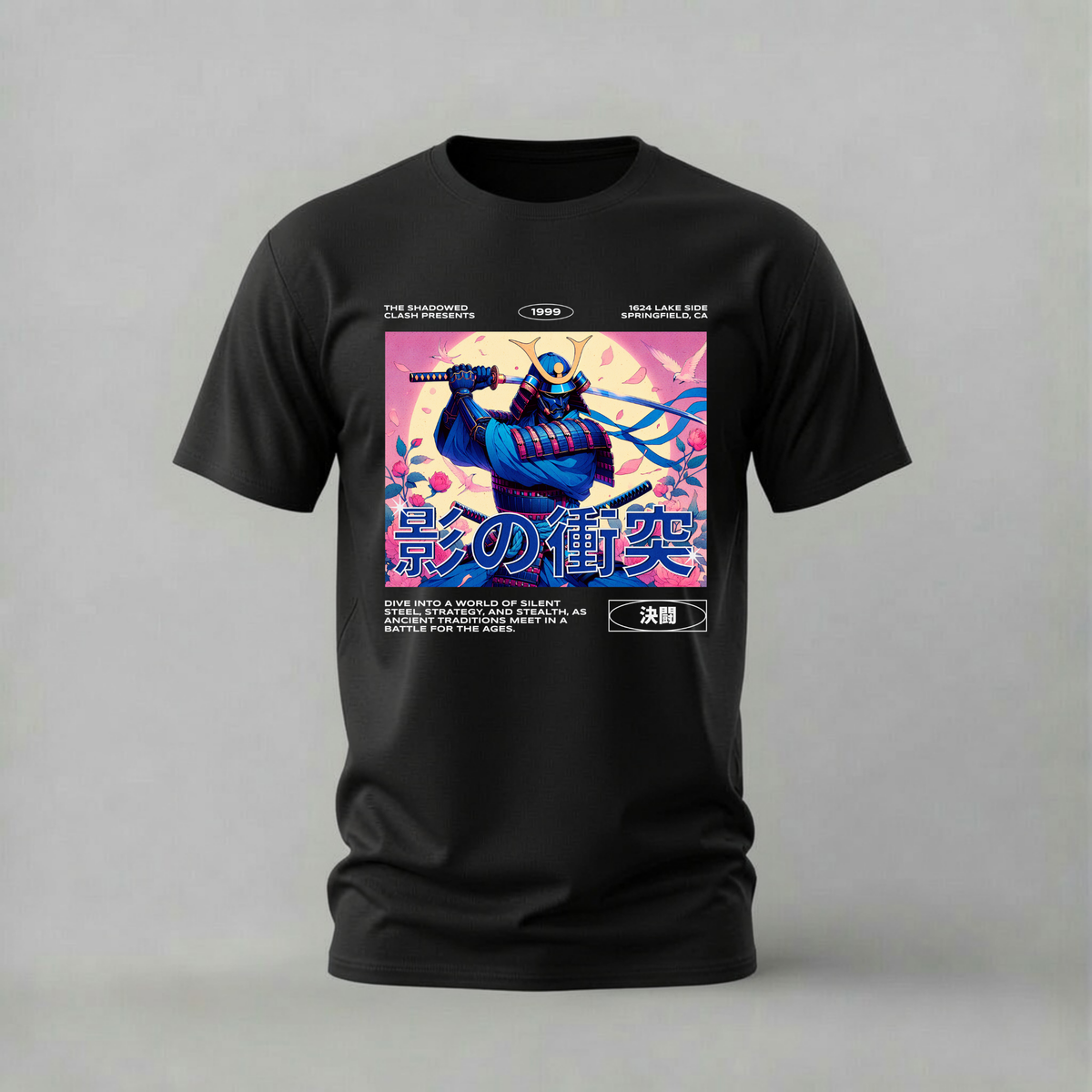shadowed clash tshirt; samurai warrior shirt; kage no shototsu graphic tee; japanese samurai tshirt; unisex graphic tee; men cotton tshirt; half sleeve printed tshirt; street merch; casual wear