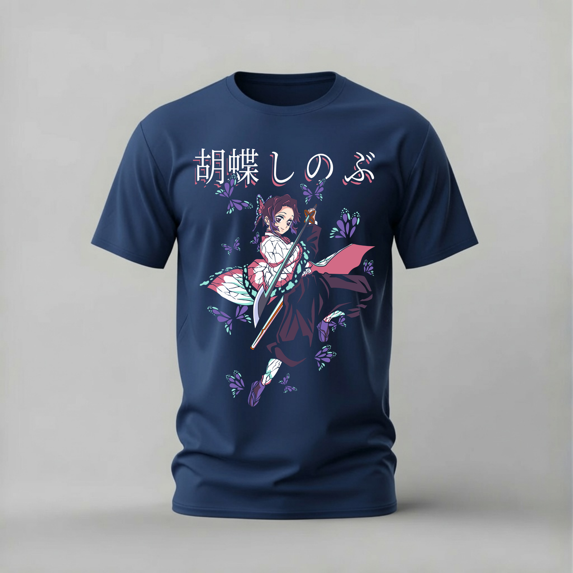 shinobu tshirt; demon slayer shirt; shinobu kocho graphic tee; butterfly shinobu tshirt; anime shinobu shirt; unisex anime tee; men cotton tshirt; half sleeve printed tshirt; streetwear; casual wear; shinobu merch; demon slayer graphic shirt
