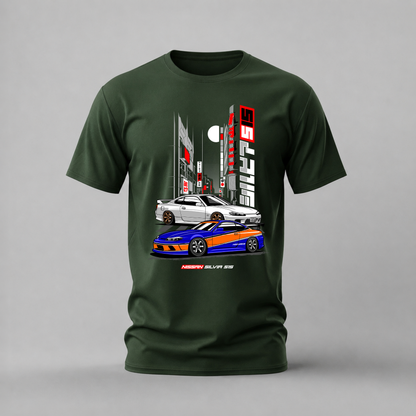 silvia s15 tshirt; nissan s15 shirt; s15 duo graphic tee; drift silvia tshirt; unisex car tee; men cotton tshirt; half sleeve printed tshirt; car merch; casual wear