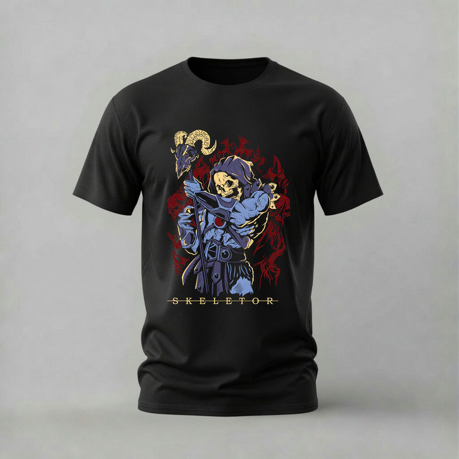 skeletor tshirt; masters of the universe shirt; skeletor graphic tee; he-man skeletor tshirt; 80s cartoon shirt; unisex cartoon tee; men cotton tshirt; half sleeve printed tshirt; streetwear; casual wear; skeletor merch; cartoon graphic shirt
