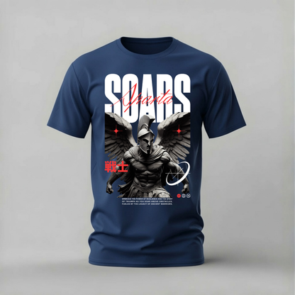 sparta tshirt; winged warrior shirt; soars sparta graphic tee; motivational warrior tshirt; unisex streetwear tee; men cotton tshirt; half sleeve printed tshirt; fitness merch; casual wear