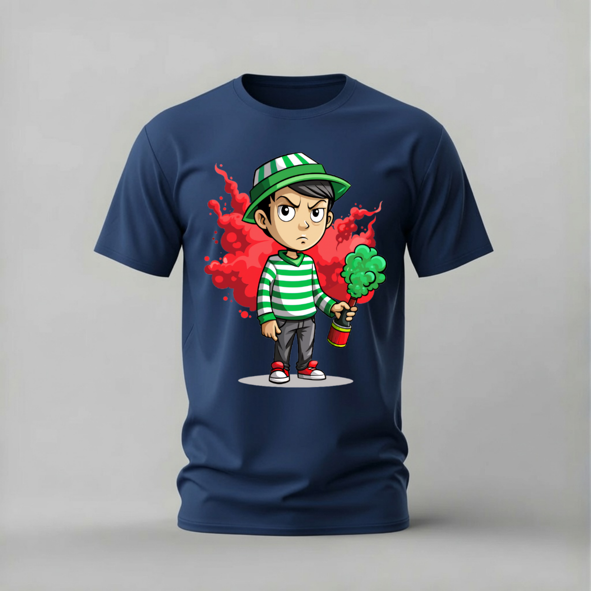 spray can kid tshirt; street artist shirt; spray can graphic tee; cartoon graffiti tshirt; kid spray paint shirt; unisex spray can tee; men cotton tshirt; half sleeve printed tshirt; streetwear; casual wear; graffiti merch; cartoon graphic shirt