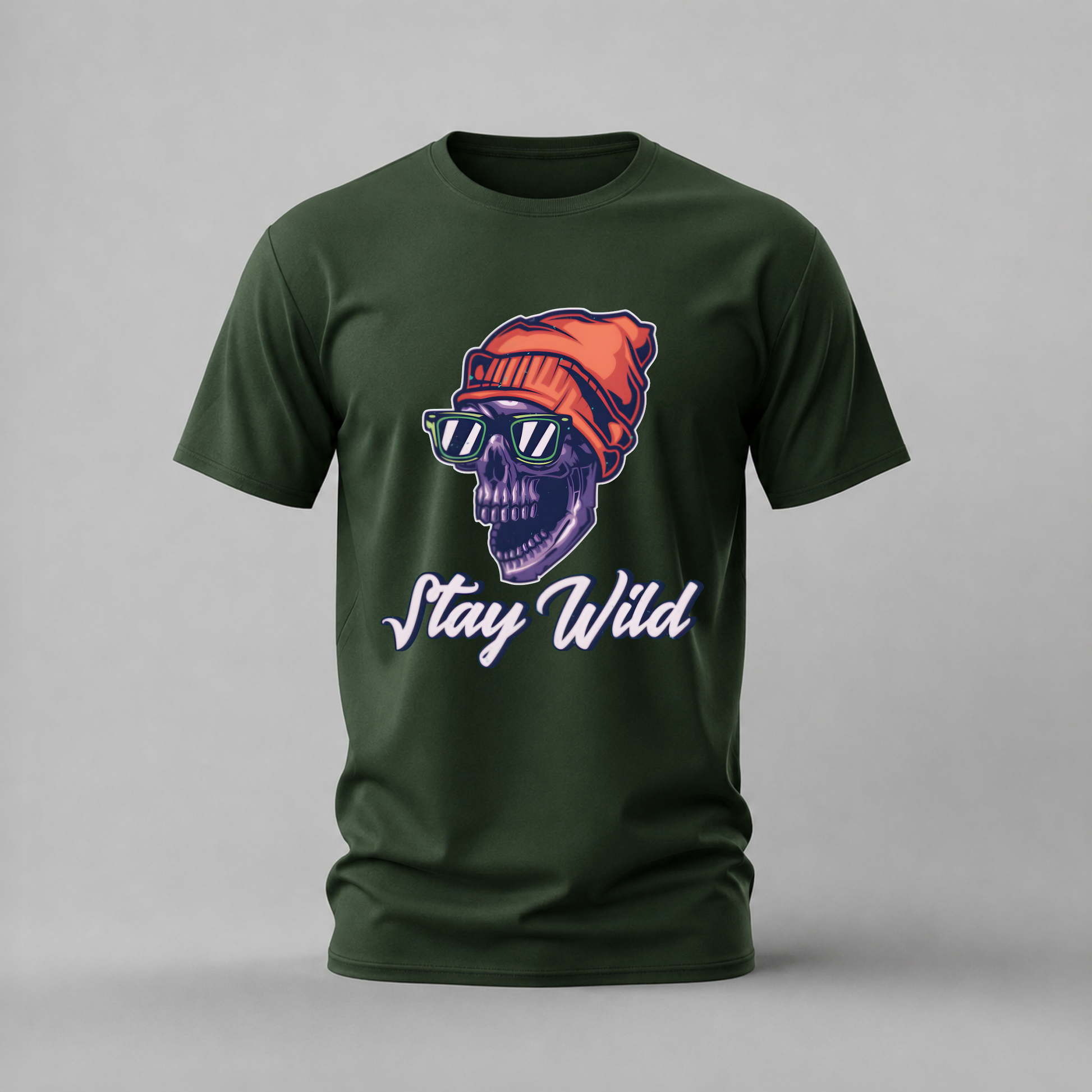 stay wild tshirt; cool skull shirt; beanie skull graphic tee; stay wild skull tshirt; streetwear skull shirt; unisex skull tee; men cotton tshirt; half sleeve printed tshirt; streetwear; casual wear; skull merch; wild graphic shirt
