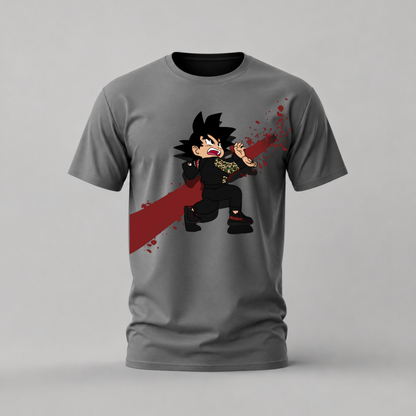 streetwear goku tshirt; dragon ball shirt; goku streetwear graphic tee; modern goku tshirt; anime streetwear shirt; unisex anime tee; men cotton tshirt; half sleeve printed tshirt; streetwear; casual wear; goku merch; dragon ball graphic shirt
