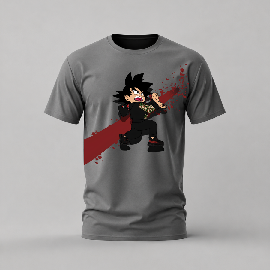 streetwear goku tshirt; dragon ball shirt; goku streetwear graphic tee; modern goku tshirt; anime streetwear shirt; unisex anime tee; men cotton tshirt; half sleeve printed tshirt; streetwear; casual wear; goku merch; dragon ball graphic shirt
