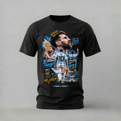 thank you leo tshirt; messi tribute shirt; el ultimo tango graphic tee; argentina messi tshirt; unisex graphic tee; men cotton tshirt; half sleeve printed tshirt; street merch; casual wear