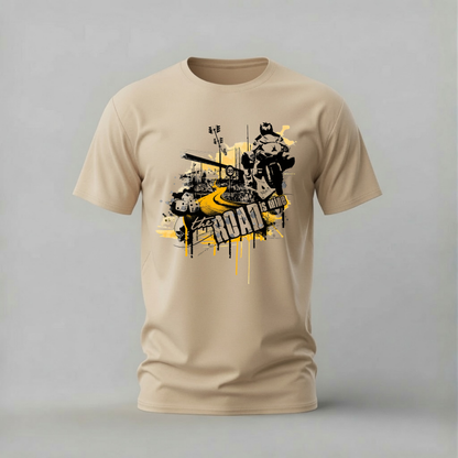 the road is mine tshirt; motorcycle shirt; road is mine graphic tee; biker design tshirt; motorcycle rider shirt; unisex biker tee; men cotton tshirt; half sleeve printed tshirt; streetwear; casual wear; motorcycle merch; road graphic shirt
