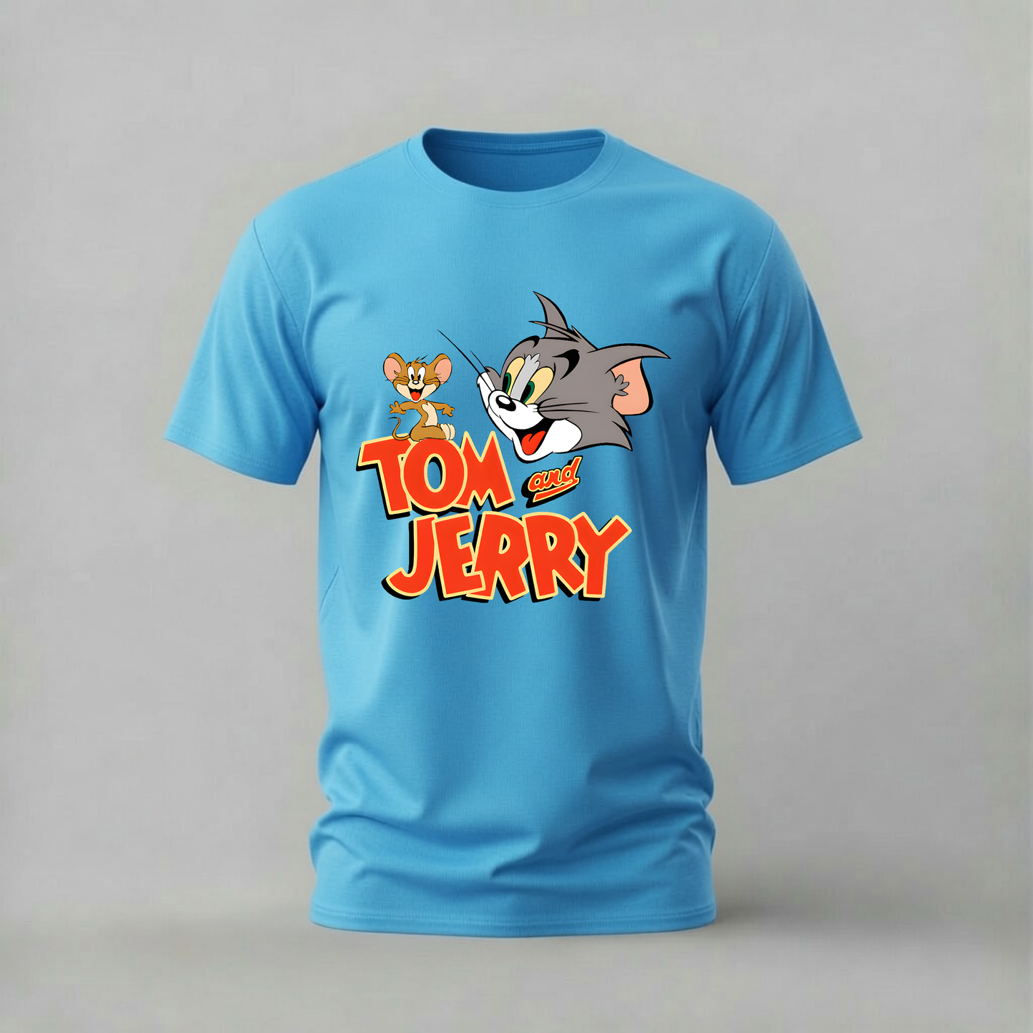 tom and jerry tshirt; tom jerry shirt; classic cartoon graphic tee; tom and jerry logo tshirt; cartoon duo shirt; unisex cartoon tee; men cotton tshirt; half sleeve printed tshirt; streetwear; casual wear; cartoon merch; tom jerry graphic shirt
