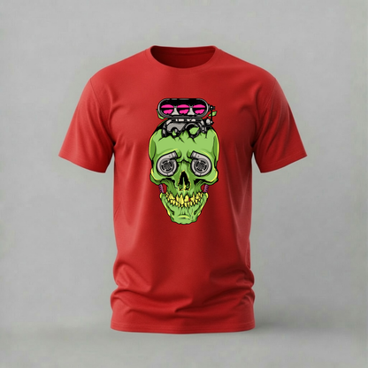 turbo skull tshirt; green engine skull shirt; twin turbo graphic tee; car skull tshirt; unisex graphic tee; men cotton tshirt; half sleeve printed tshirt; car merch; casual wear