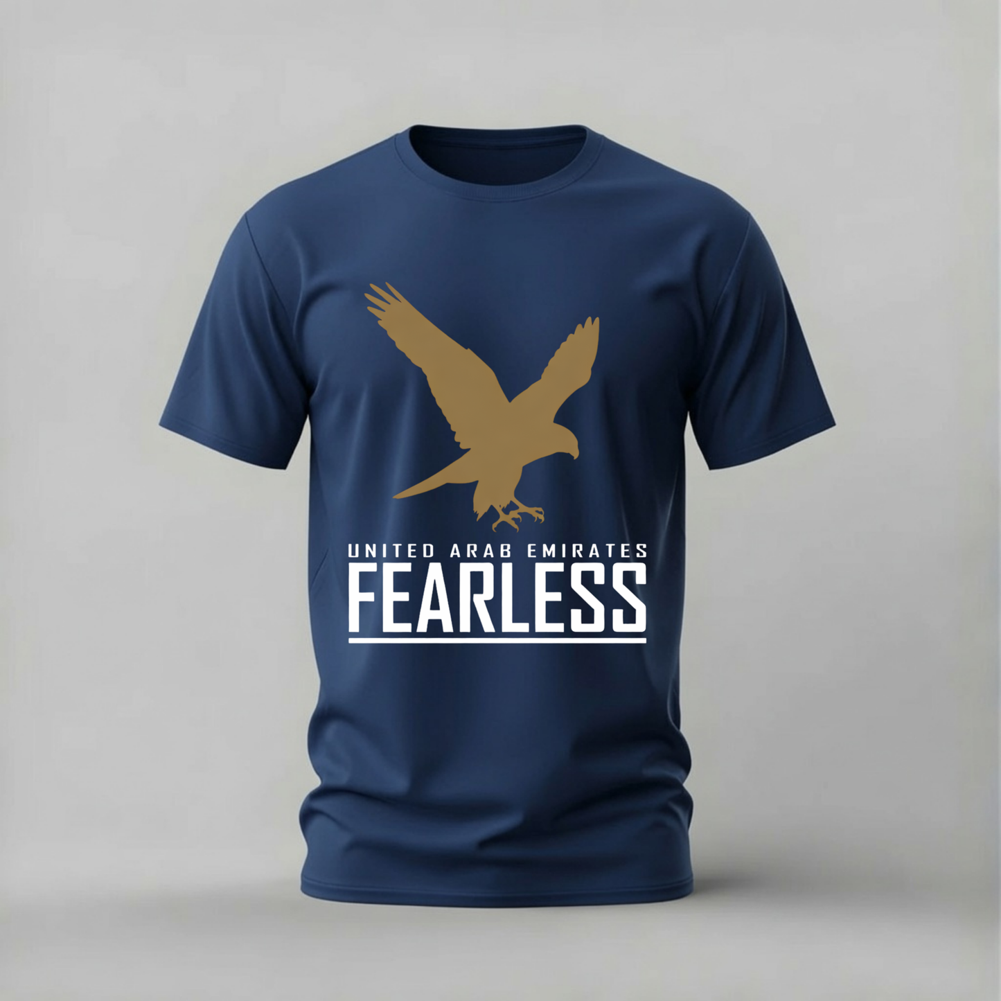 uae fearless tshirt; falcon uae shirt; united arab emirates graphic tee; fearless falcon tshirt; uae pride shirt; unisex uae tee; men cotton tshirt; half sleeve printed tshirt; streetwear; casual wear; uae merch; falcon graphic shirt
