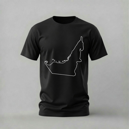 uae map tshirt; united arab emirates outline shirt; uae map graphic tee; emirates pride tshirt; uae map tee; unisex uae tshirt; men cotton tshirt; half sleeve printed tshirt; streetwear; casual wear; uae merch; map graphic shirt
