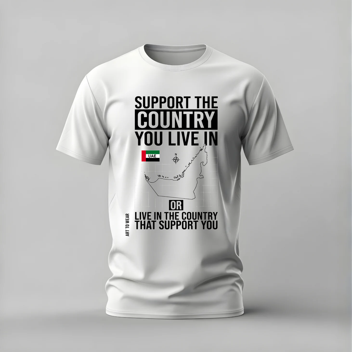 uae support the country tshirt; uae map shirt; support country graphic tee; uae pride tshirt; unisex graphic tee; men cotton tshirt; half sleeve printed tshirt; street merch; casual wear