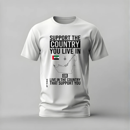 uae support the country tshirt; uae map shirt; support country graphic tee; uae pride tshirt; unisex graphic tee; men cotton tshirt; half sleeve printed tshirt; street merch; casual wear