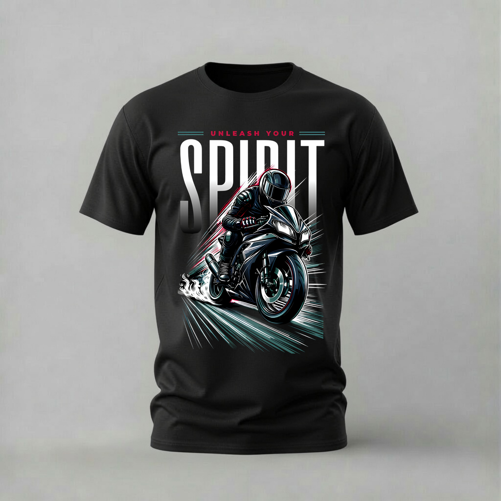 unleash your spirit tshirt; motorcycle rider shirt; sport bike graphic tee; biker spirit tshirt; motorcycle freedom shirt; unisex motorcycle tee; men cotton tshirt; half sleeve printed tshirt; streetwear; casual wear; biker merch; motorcycle graphic shirt