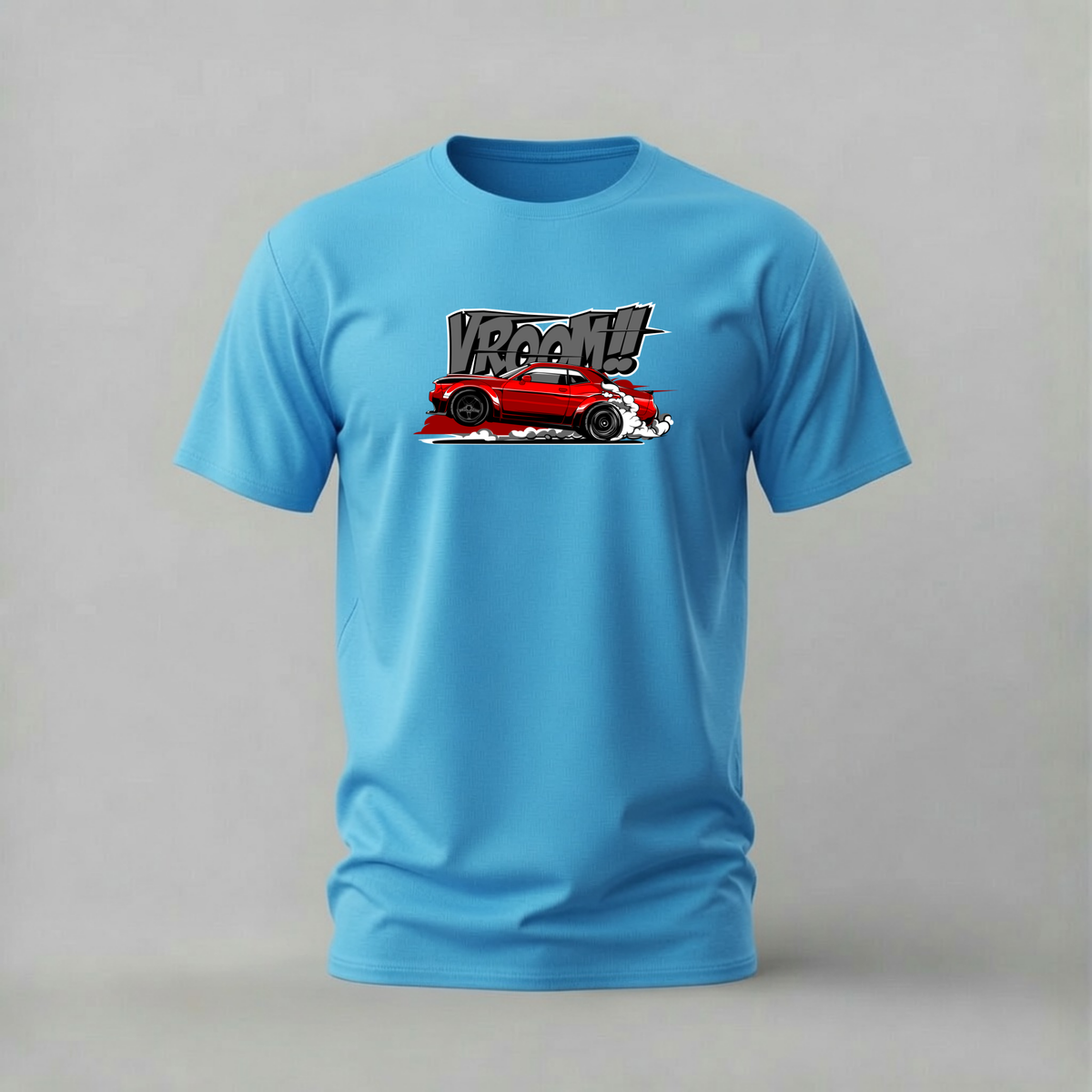 vroom challenger tshirt; red dodge shirt; muscle car graphic tee; challenger drift tshirt; unisex car tee; men cotton tshirt; half sleeve printed tshirt; car merch; casual wear